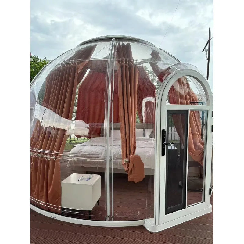6-8 Person Inflatable Geodesic Bubble Dome Tent, Portable Foldable Igloo House for Outdoor Glamping Resort Party and Event Use