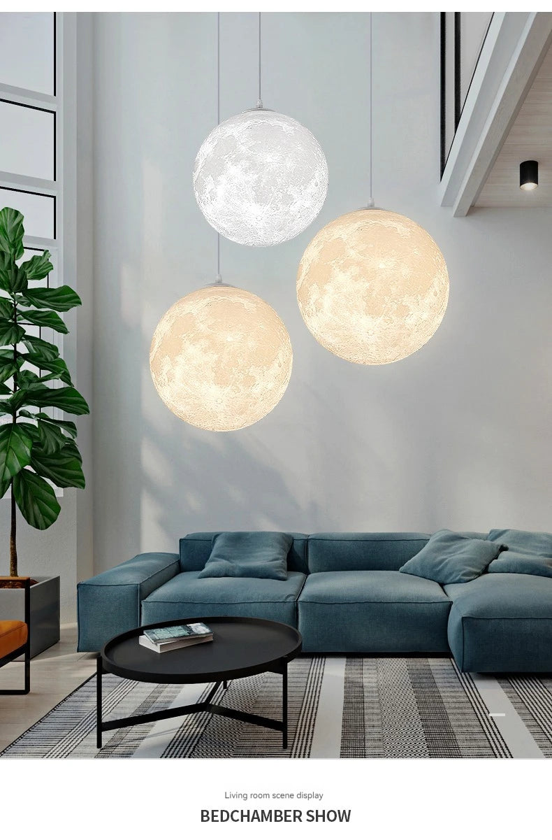 Full Moon Chandelier Pendant Light LED Lamp for Living Dining Room Bedroom Bar Table Lights Hanging Lighting Fixture