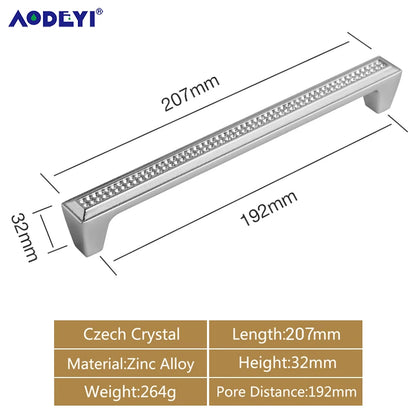 Crystal Drawer Pull Handles Diamond Sliver Wine Wardrobe Decotation Furniture Dresser Kitchen Cupboard Cabinet Knobs Gold Chrome