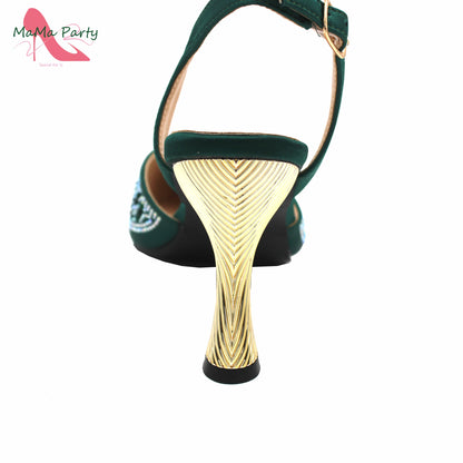 Peach Color New Arrivals Nigerian Women Shoes and Bag Set High Quality Super High Heels for Garden Party