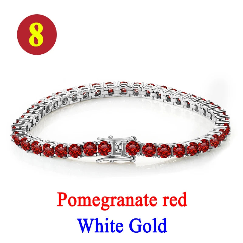 Colorful 3mm Luxury  Certified Moissanite Tennis Chain For Women 925 Sterling Silver Man Moissanite Bracelet Chain Hip hop