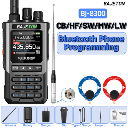 BAJETON BJ-8300 10W Ham Radio Shortwave HF SSB CB Walkie Talkie AM USB LSB CW Bluetooth Programming Handheld Two Way Radio