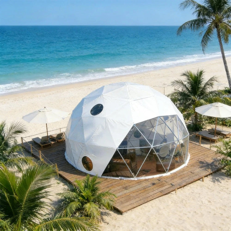 Wholesale Prices Tents New Luxury Outdoor Glamping Hotel 7m 8m 9m Geodesic Dome Tent With Bathroom