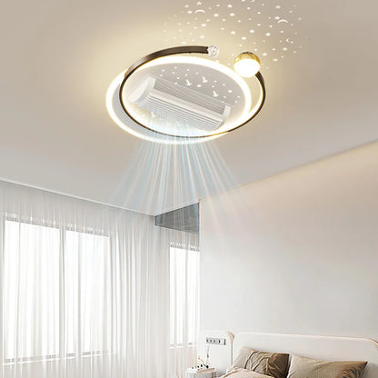 LED Bladeless Fan Light, Living Room Light, Modern Minimalist Smart Remote Control, Master Bedroom Study Ceiling Light 110V/220V