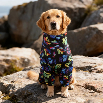 All-Season Digital Printing Dog T-shirts - The dog paw print design adds color to the black color. Fashionable dog paw print gre