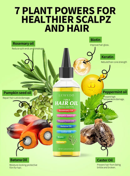 7-IN-1 Hair Oil Rosemary Hair Oil Strengthening Thick Hair Oil Batana Castor Nourishing Moisturizing Smoothing Anti Hair Loss