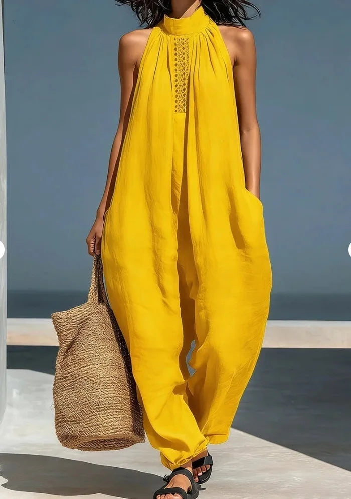 Women's 2026 Summer New Sleeveless Jumpsuit Casual Loose Wide Leg Pants Vacation Style Pockets Casual Jumpsuits Women Clothing