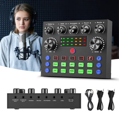 V8S Professional Sound Card with Voice Changer - 10 Sound Effects for PC Gaming, Karaoke, Live Streaming & Recording Studio