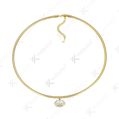 Kuololit 7CT Oval Moissanite Pipe Custom Necklace for Women for Women Solid 14K 10K 585 Yellow Gold for Anniversary Christmas