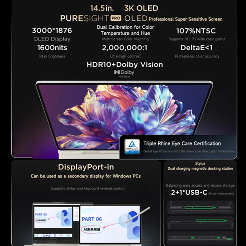 Lenovo YOGA Pad Pro 14.5-inch SS1101 Anti-reflective 3K 120Hz OLED Screen True-color ZUX OS Tablet WIFI 12300mAh Tablet PC