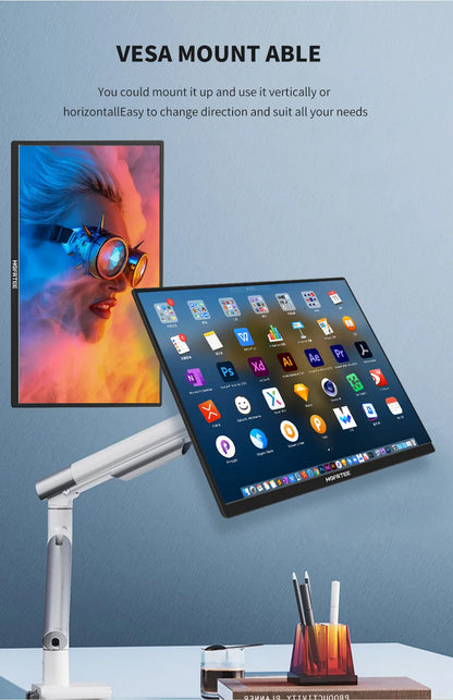 HGFRTEE Portable Monitor 18.5inch 120Hz Resolution Travel Size Gaming Display with USB-C Connection for Laptop PC Game Consoles