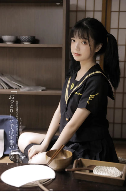 Japanese School Uniforms Student Plus Size S-3xl Student Girls Costume Cute Women Sexy JK Suit Sailor Blouse Pleated Skirt Set