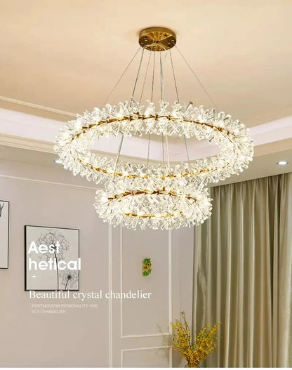 French crystal chandelier, romantic firefly, snowflake, light luxury, modern creativity, warm bedroom, dining room chandeliers