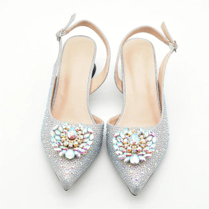 New Italian Shoes and Bags Matching Set 2025 Luxury Designer Pumps Women Full Rhinestone Designer Shoe and Bag Sets From Italy