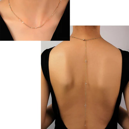 Elegant Crystal Bride Back Chain Necklace Dress Accessories Gift Fashion Round Rhinestone Backless Necklace Wedding Body Jewelry