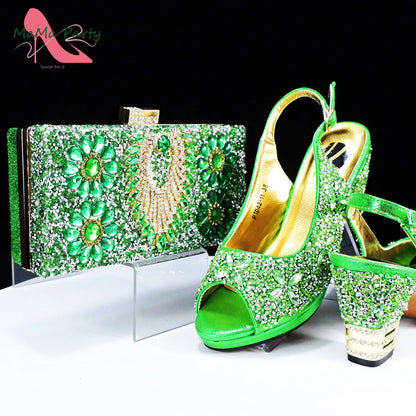 2025 Fashion Style Nigerian Ladies Lovely Shoes and Bag to Match Set in Gold Color Specials Pumps for Dress