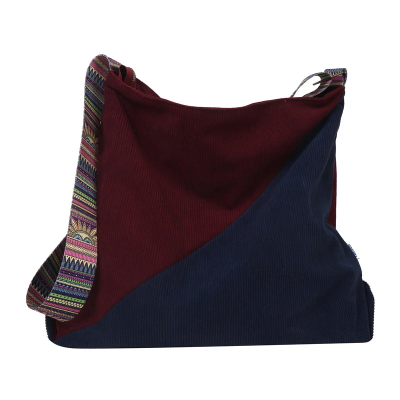 Women Luxury Corduroy Shoulder Bag Large Handbag Big Casual Tote Canvas Lining Solid Cloth Purse Zipper Crossbody Messenger Bags