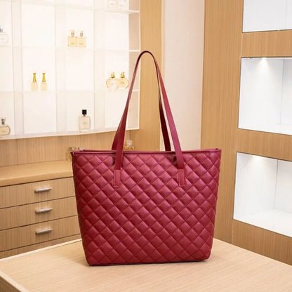Large Capacity Tote Bag Casual Zipper PU Ladies Handbags Mommy Bag Women