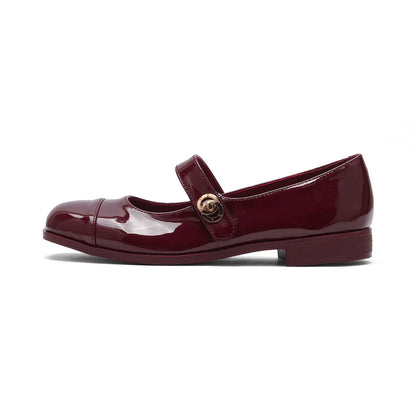 Women Two Tone Mary Jane Shoes 2026 New Patent Leather Buckle Strap Low Heel Casual Shoes For Office And Daily Wear Elegant