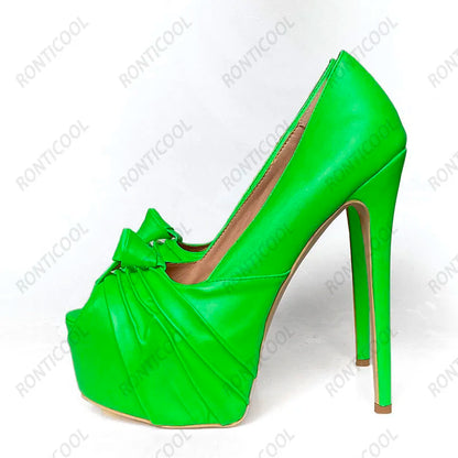 Ronticool New Fashion Women Platform Pumps Stiletto Heels Peep Toe Gorgeous Gold Party Shoes US Plus Size 5-20