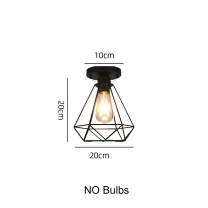 E27 Retro Ceiling Lamps Black Industrial Light Fixture Vintage Semi Flush Mount Ceiling Lights Porch Hallway Stairway Mini Metal
