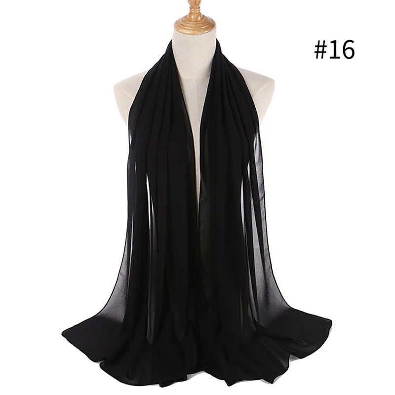 Muslim Chiffon Hijab Women Bubble Chiffon Scarf For Women Ladies Veil Muslim Islam Solid Color Malaysia Musulman Wrap Scarves