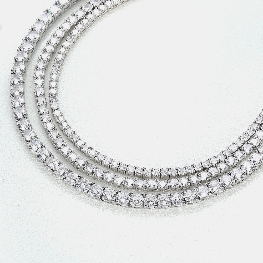 SEMNI 3mm 4mm 5mm Moissanite Diamond Tennis Necklace for Women Men 925 Sterling Silver Luxury Fine Jewelry Sparkling Diamond