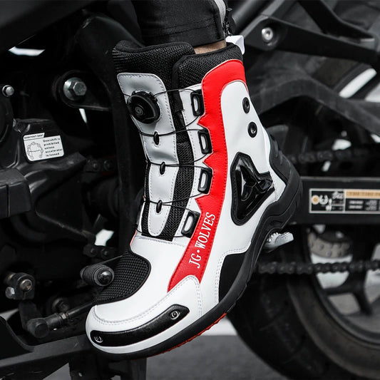 Off-road Men Women Four-season Travel Riding Motorcycle Commuter Boots Protective Casual Leather Shoes Non-slip Rubber Soles