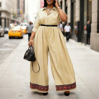 Casual Jumpsuits Plus Size VONDA 2026 Women Long Rompers Elegant Office Lady Overall Patchwork Loose Long Sleeve Playsuits