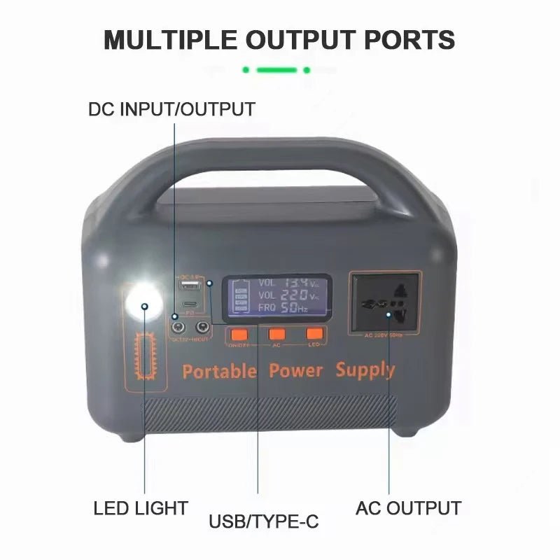 400W Portable Power Station Solar Generator 192Wh LiFePo4 Battery220V Energy Power Plant for Camping RV with Solar Panel Charger