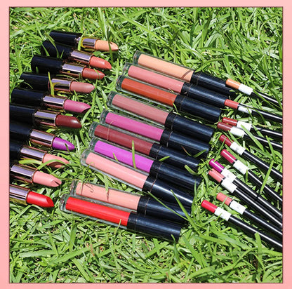 Private Label Lip Set Three-piece Lip Liner Matte Lipstick Lip Gloss Moisturizing Long-lasting High Pigment Lip Kit Wholesale