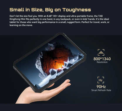 Android Tablet Cubot TAB KingKong Mini, 10200mAh Mega Battery 16GB(6+10),128GB, Camping Light, 8.68-inch Screen, 48MP Camera,GPS
