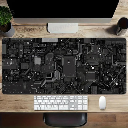 Black Circuit Board Pattern Mouse Pad Large Computer Office Table Mats Rubber Anti-slip Gaming Keyboard Mousepads Long Desk Pads