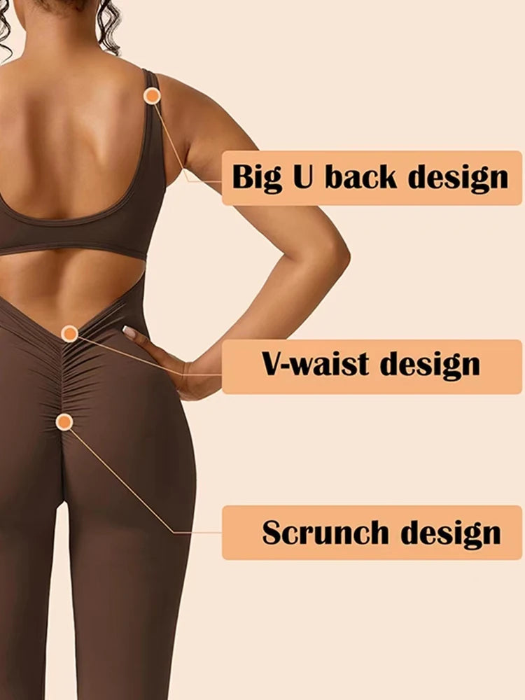 New Gym Set Women Training Yoga Suit Sportswear Women Sports Jumpsuit Fitness Rompers Stretch Female Push Up Workout Bodysuits