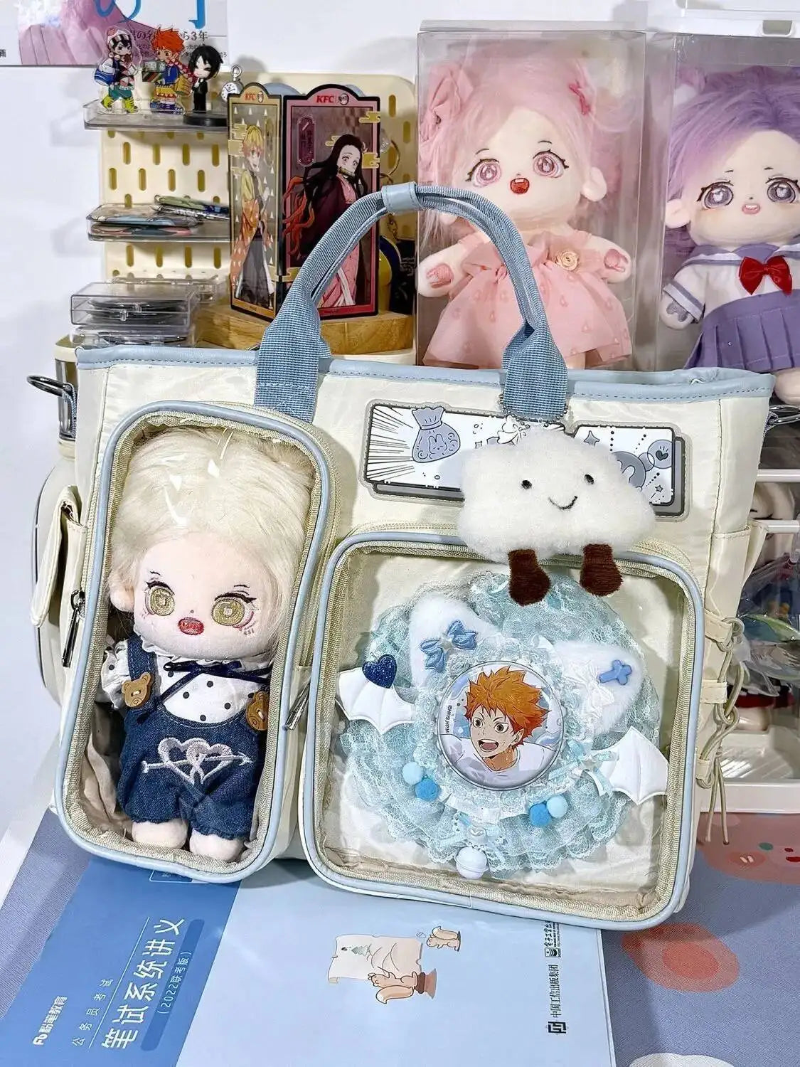 New Y2K Cute Ita Shoulder Bag Large Capacity Backpacks Lolita Girl Transparent Cosplay Handbags DIY Badge Display Crossbody Bags