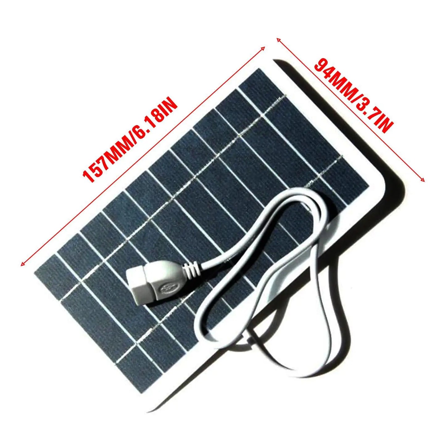 Portable 5V 2W Solar Panel USB Charger, 400mA Output, Outdoor Emergency Phone Charger