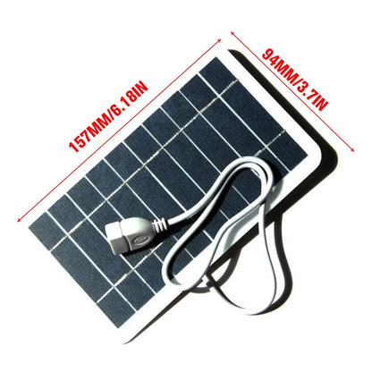 Portable 5V 2W Solar Panel USB Charger, 400mA Output, Outdoor Emergency Phone Charger