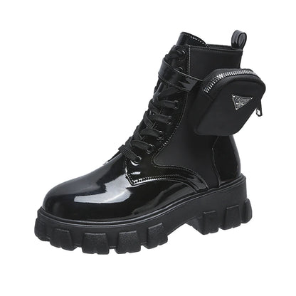 Platform New Women Boots Motorcycle Shoes Woman Leather Minimalist Classic Punk Female Goth Shoes Casual Boots Women Mary Jane