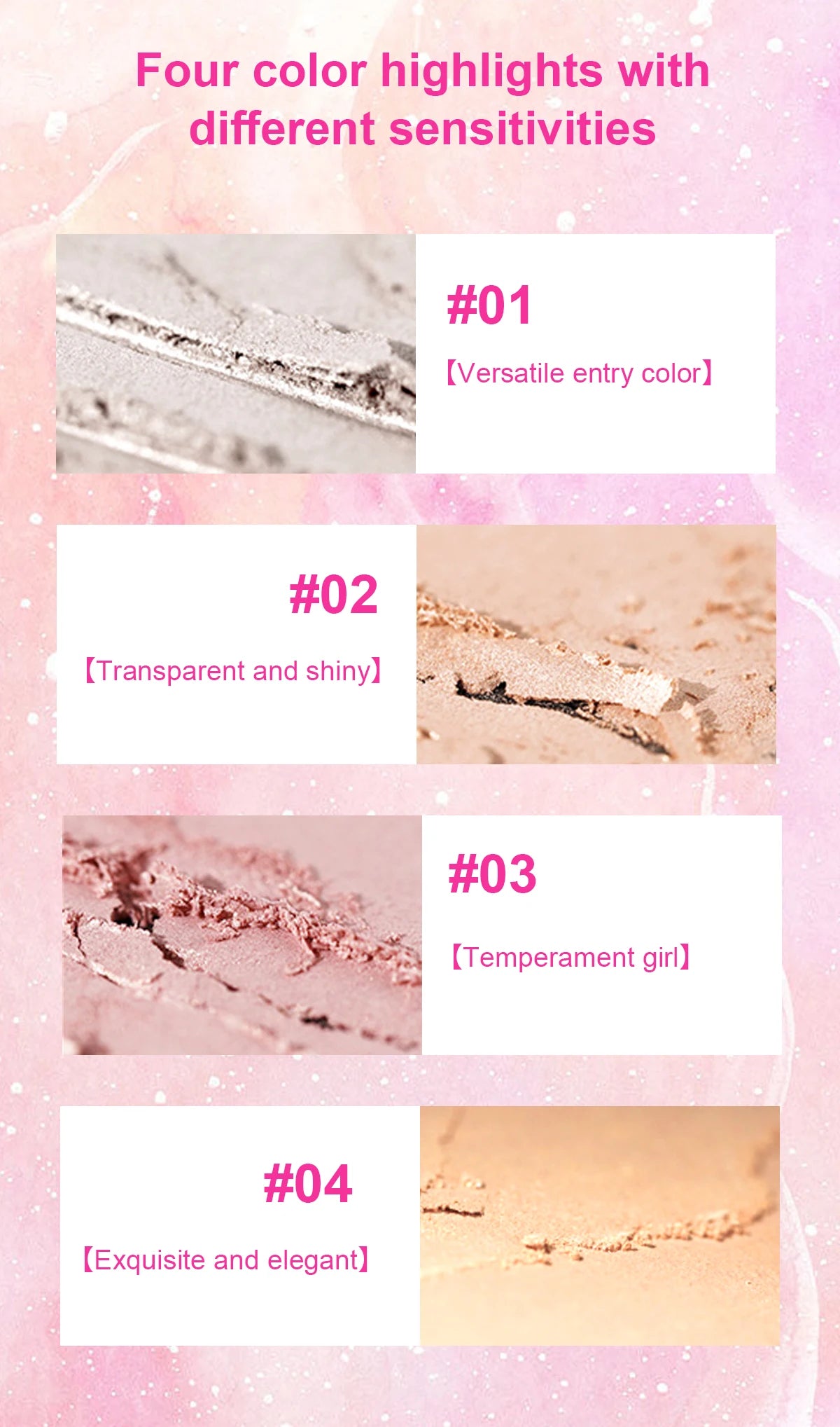 Diamond Highlighter Powder Spray Waterproof High Gloss Glitter Body Bronzer Highlight Powder Face Contour Illuminator Makeup
