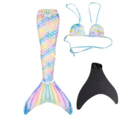 New Kids Adult Swimming Mermaid Tail Girl Mom Cosplay Mermaid Costume Children Party Gift Fantasy Swimsuit with Monofin Fin