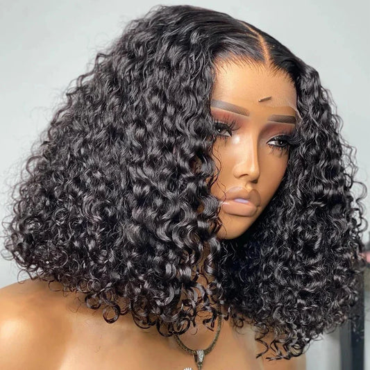 Loose Deep Wave Short Bob 13x4 HD Lace Front Wigs Brazilian 100% Human Hair Curly 4x4 Transparent Lace Frontal Wig 12 14 16 Inch