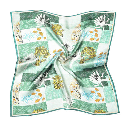 100% Pure Mulberry Silk Women Square Scarf Prints Headband Neckerchief Luxury Female Hair Ornament Female Bandana Scarves 53CM