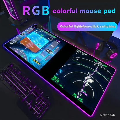 RGB Desk Mat Aviation Theme Mouse Pad Large Rubber Anti-slip Aircraft Dashboard HYBXAXC Office and Gamr Keyboard Mats Decor Mat