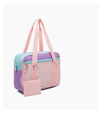 Japanese Preppy Style  Pink Uniform Shoulder School Bags for Women Girls Canvas Large Capacity Casual Luggage Handbags Totes