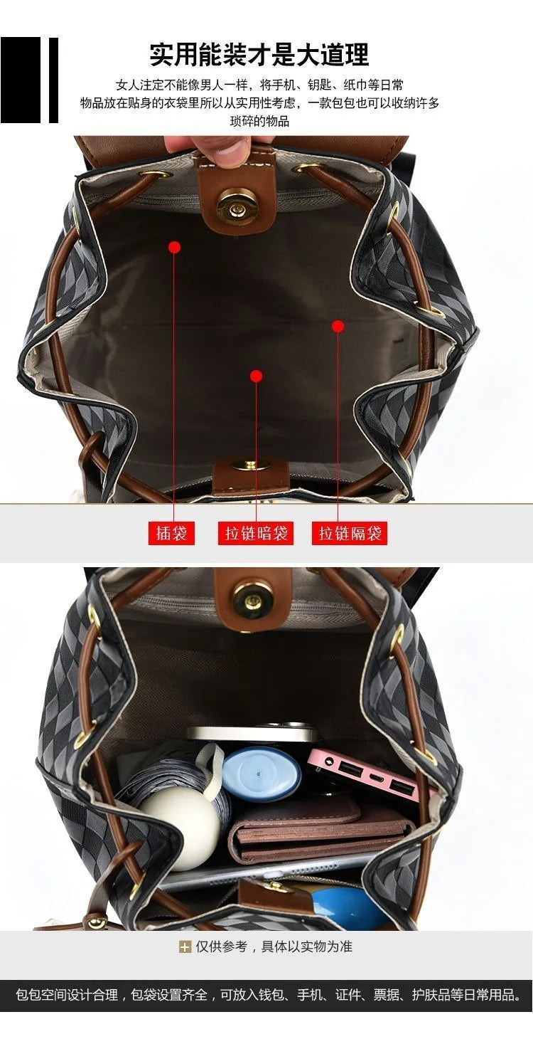 Women Backpack Soft Pu Leather Black Casual Multifunctional College Bag Capacity Shoulder Bag Trave Handle Bag