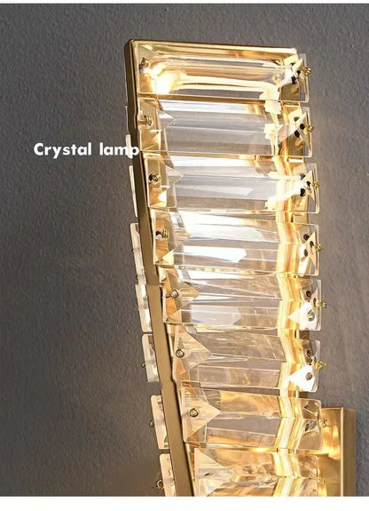 Luxury Crystal Gold Metal Wall Lamp Modern Creative Irregular LED Wall Light Villa Hotel Corridor Bedside Decor Lighting Fixture