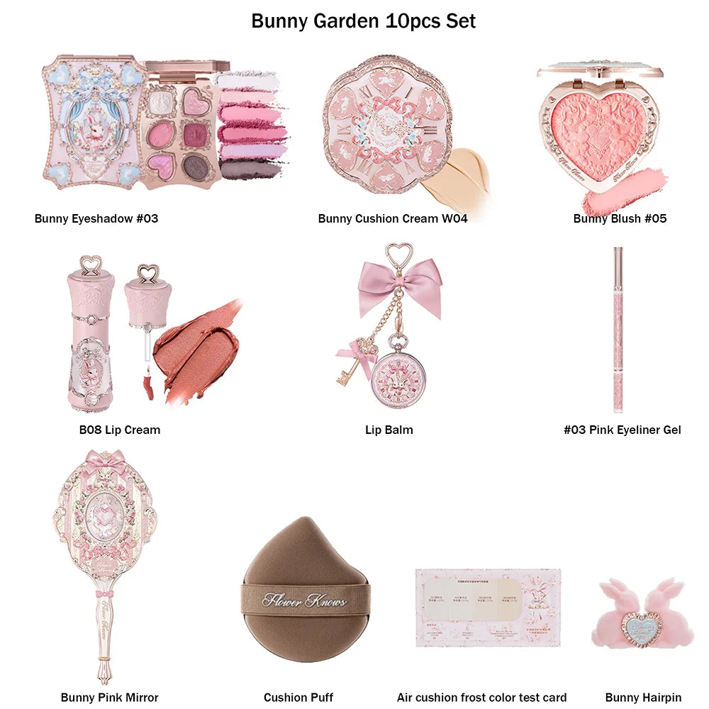 Makeup Set Flower Knows Shell Pearl Bunny Garden Setting Powder Lip Gloss Blush All In One Baking Powder Glitter Highlighter Kit