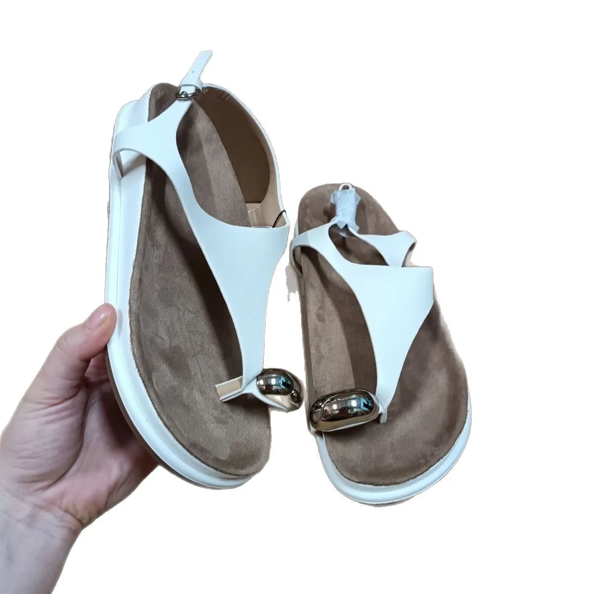 Hot Sale Women Metal Clip Toe Flip Flops Summer 2026 Plus Size Non-Slip Thick Sole Beach Sandals Fashion Trendy Outdoor Casual Slides