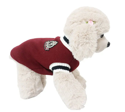 Winter Warm Pet Dog Sweater College Style V-neck Puppy Knitwear For Small Dogs Puppy Vest Clothes Kitty Jacket Outfits