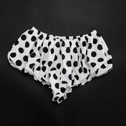 FAGADOER Retro Polka Dot Two Piece Sets Spaghetti Strap Ruched Crop Top + Bubble Puff Shorts Outfits Women Holidays Suits